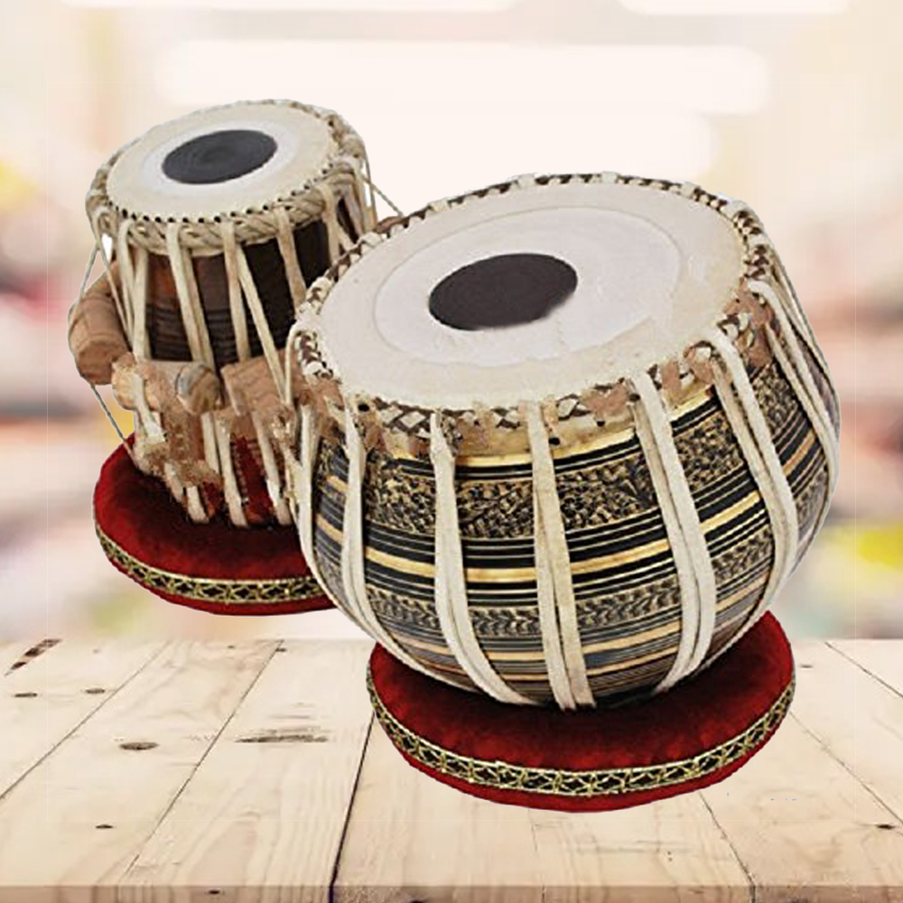 Binas Teak wood Tabla Drum Set, 3 Kg Steel Bayan,Dayan With Padded Bag, Hammer, Cushions and Cover, Padded Bag, Book, Cushions, Cover, Hand Drums musical instrument