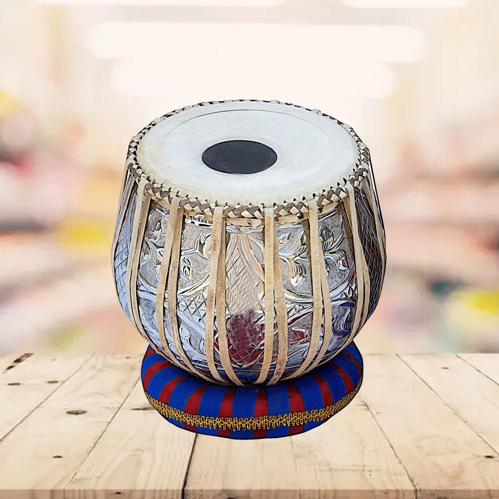 Binas Teak wood Tabla Drum Set, 3 Kg Brass Bayan,Dayan With Padded Bag, Hammer, Cushions and Cover, Padded Bag, Book, Cushions, Cover, Hand Drums musical instrument