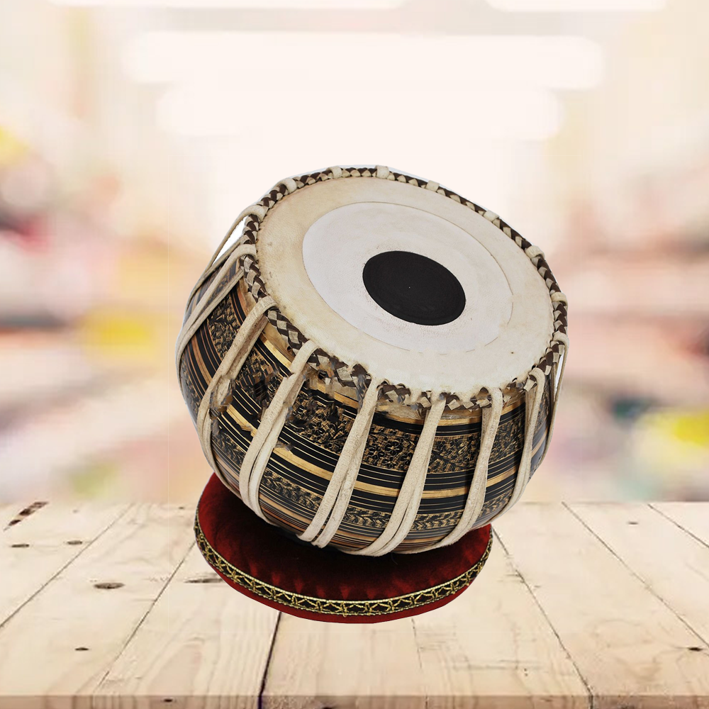 Binas Teak wood Tabla Drum Set, 3 Kg Steel Bayan,Dayan With Padded Bag, Hammer, Cushions and Cover, Padded Bag, Book, Cushions, Cover, Hand Drums musical instrument