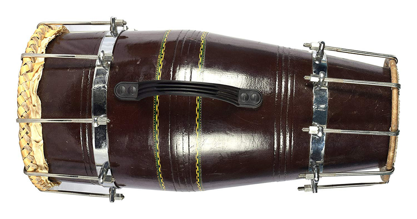 Binas Professional dholak drum Musical instruments Folk New Teak Wood 21 Inches nut bolt Dholak Dhol dholki + nuts Tuning Spanner + Carrey Bag