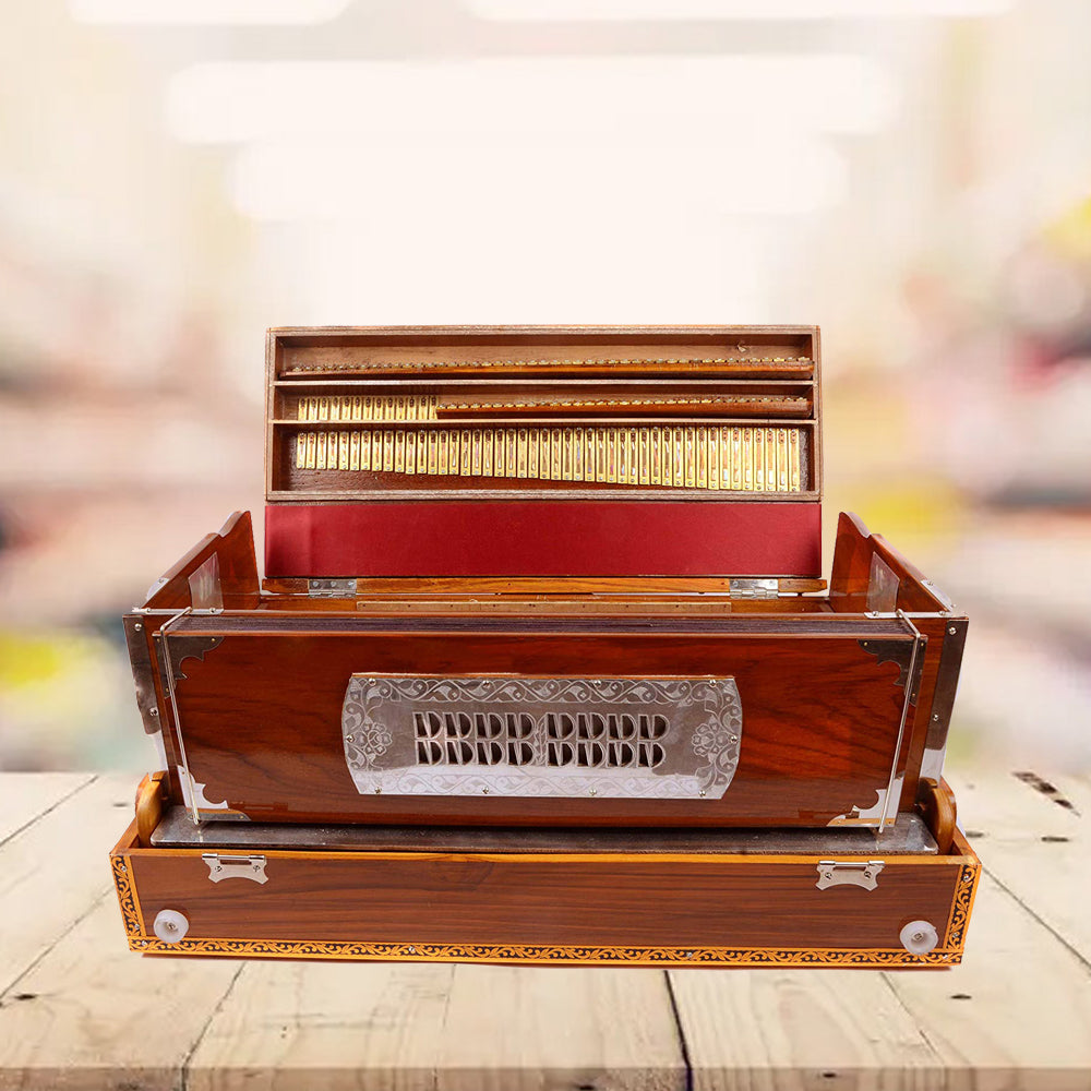Binas Worlds Best Pro-Grade Hand Pumped Portable 9 Scale Changer Teak Harmonium