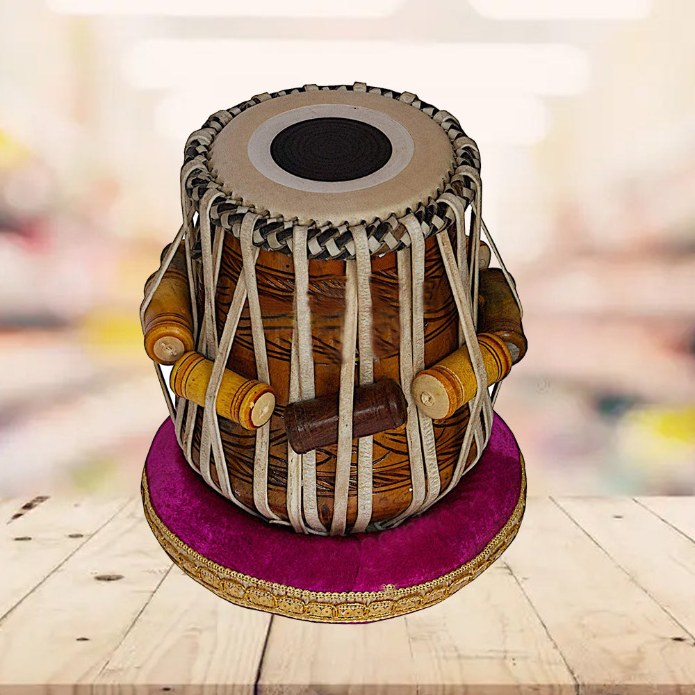 Binas Tabla Drum Set, 3KG Lacquer Copper Bayan, Teak wood Dayan, Hammer, Cushions musicalinstrument