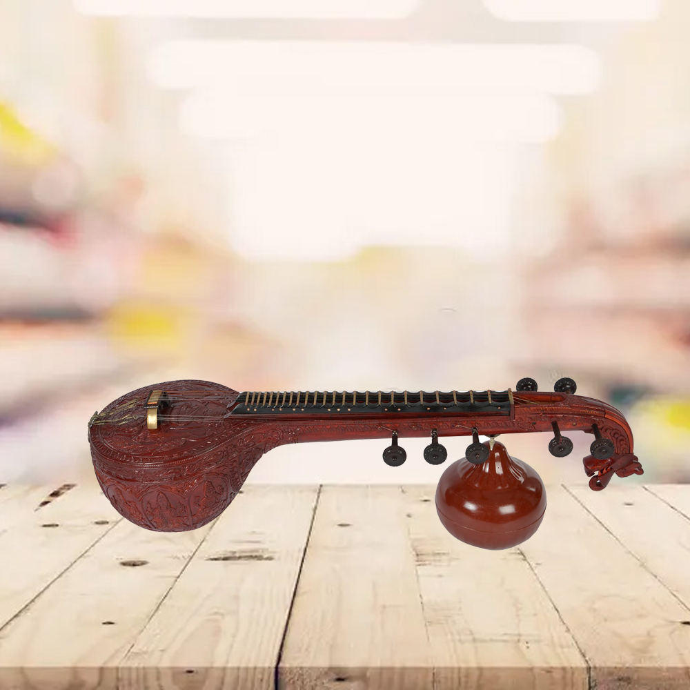 Binas Saraswati Veena Goddess Handmade Wood Professional Tun Quality