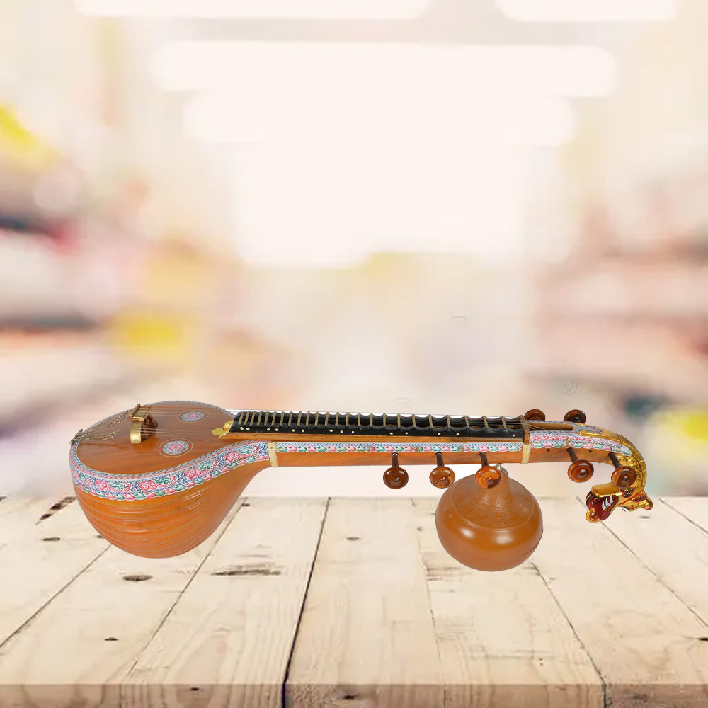 Binas Saraswati Veena Goddess Handmade Wood Professional Tun Quality Indian