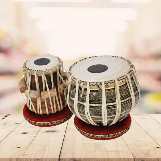 Binas Teak wood Tabla Drum Set, 3 Kg Steel Bayan,Dayan With Padded Bag, Hammer, Cushions and Cover, Padded Bag, Book, Cushions, Cover, Hand Drums musical instrument