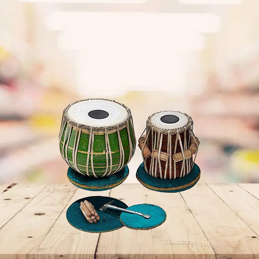 Binas Teak wood Tabla Drum Set, 3 Kg Steel Bayan,Dayan With Padded Bag, Hammer, Cushions and Cover, Padded Bag, Book, Cushions, Cover, Hand Drums musical instrument