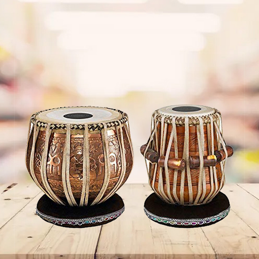 Binas Tabla Drum Set,Concert Quality, 3 Kilograms Copper Bayan - Double Color, Rose wood Dayan Tuneable To C Sharp, Padded Bag, Book, Hammer, Cushions, Cover,Hand Drums musical instrument