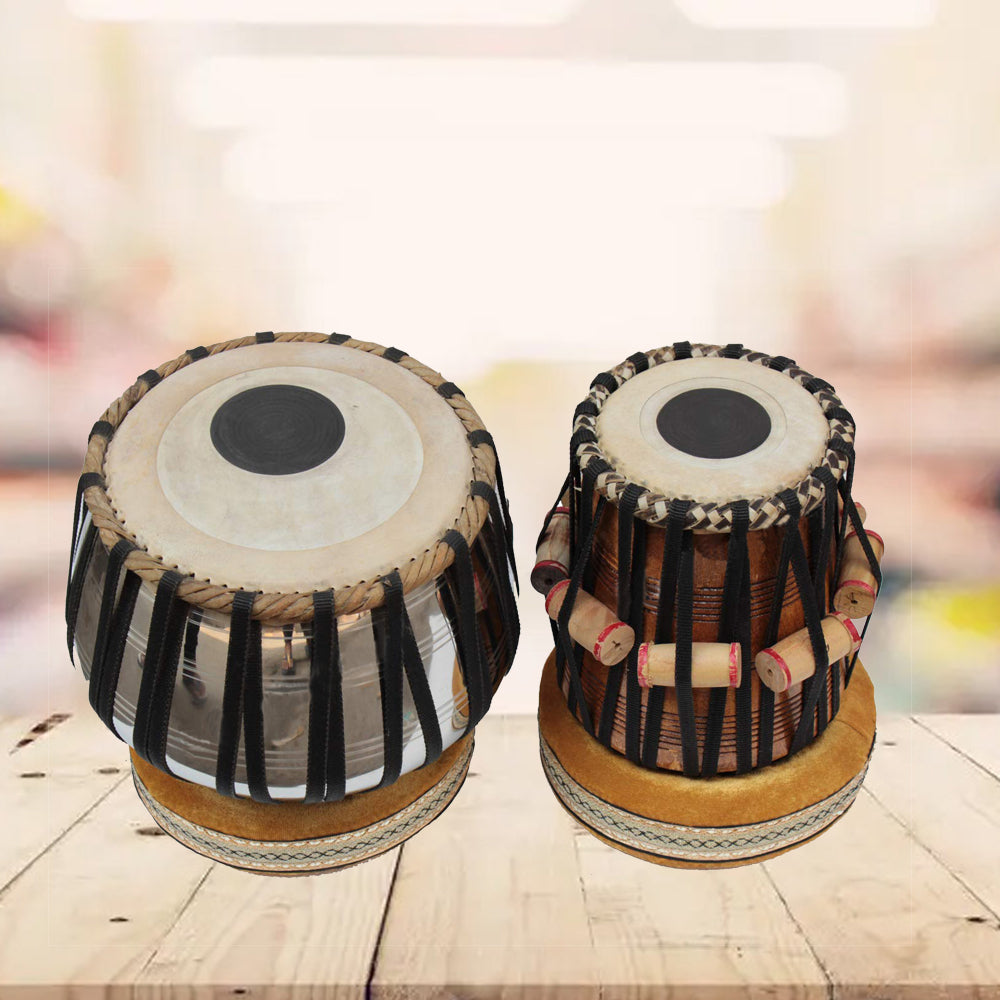 Binas Wood TB-0100 Hand Made Tabla drum  Set Silver Color - A Musical Instrument.