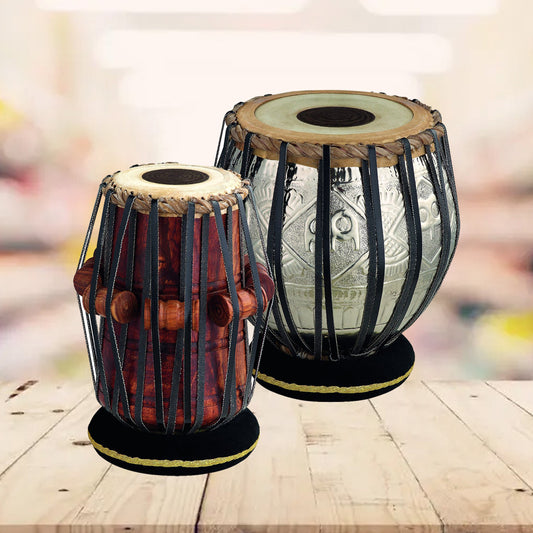 Binas Tabla Drum Set, 3KG Lacquer Copper Bayan, Teak wood Dayan, Hammer, Cushions musicalinstrument