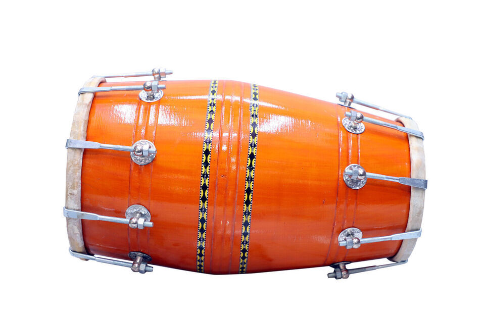 Binas 16-Inches Mango wood Dhol dholki With nuts Tuning Spanner + Carrey Bag Musical instrument Folk New dholak drum dhol