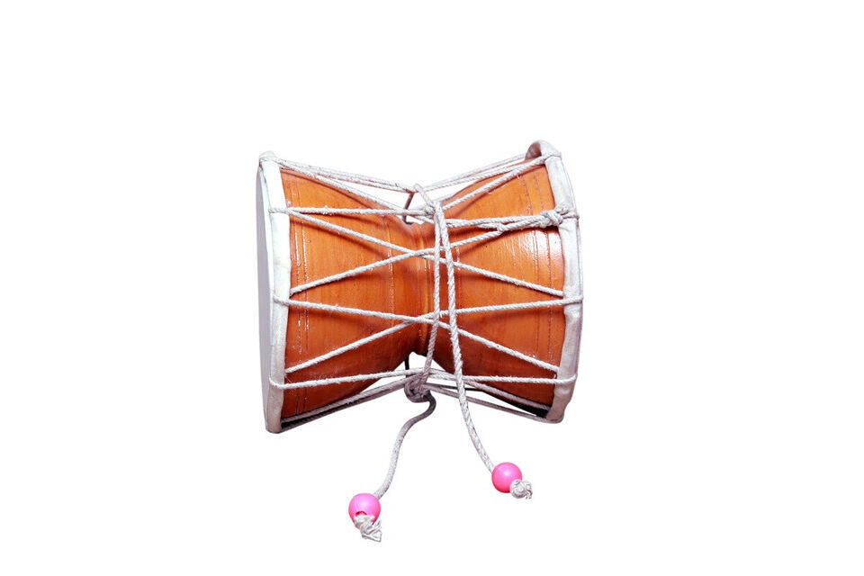 Damru Hand Percussion Handmade Musical Instrument Meditation Kirtan Shiv Damroo Percussion (8 Inch )
