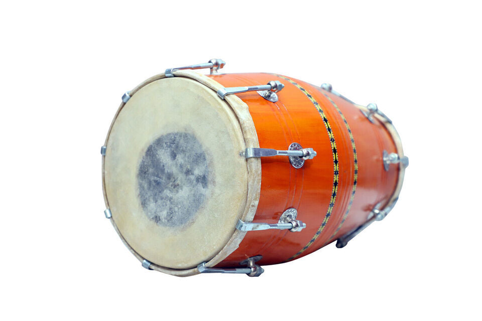 Binas 16-Inches Mango wood Dhol dholki With nuts Tuning Spanner + Carrey Bag Musical instrument Folk New dholak drum dhol