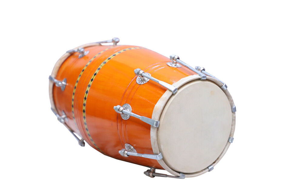 Binas 16-Inches Mango wood Dhol dholki With nuts Tuning Spanner + Carrey Bag Musical instrument Folk New dholak drum dhol